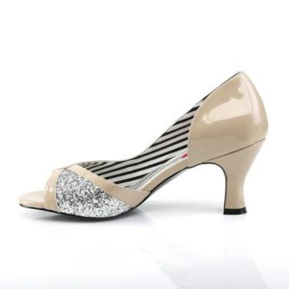 PLEASER PINK LABEL Jenna-03 in Beige/Silver - Size 12